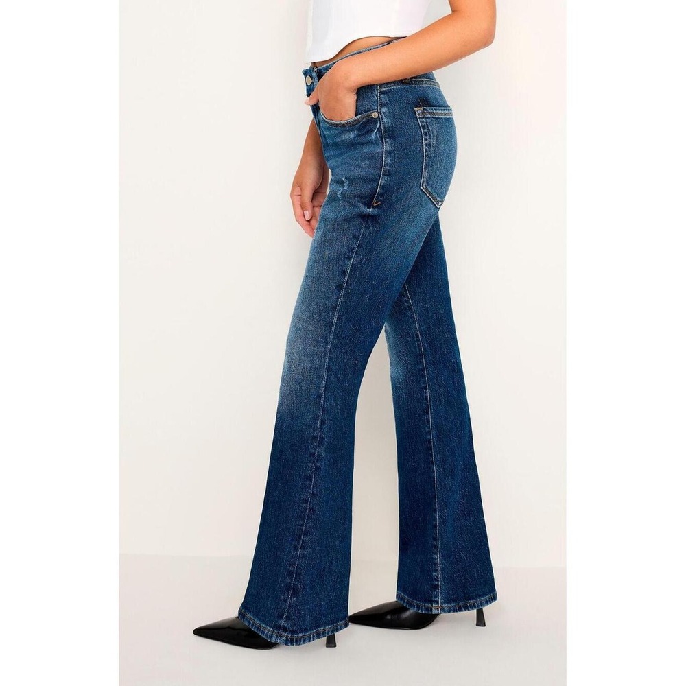 Good American Dark Blue Bootcut Jeans - Picture 3 of 8